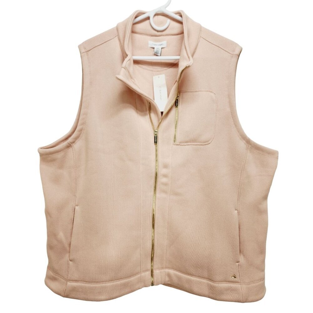 Calvin Klein Vest Womens Light Pink Zip-Up  100% Polyester Size 2X